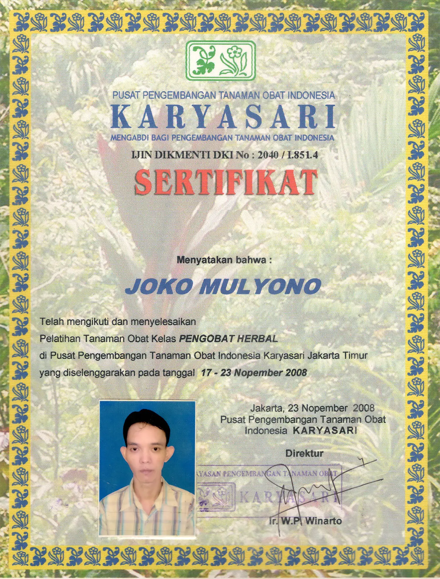 a sertifikat karyasari